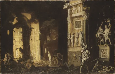 The Fire of Troy with Aeneas Carrying Anchises