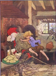 Gretel quickly pushed her in the oven