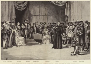 Luther before the Diet at Worms, 1521, Scene from the Historical Drama of Luther, performed at Worms, 30 October 1883