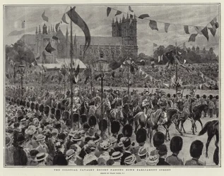 The Colonial Cavalry Escort Passing Down Parliament Street