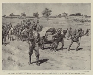 The Crisis in China, the First Coolie Corps bringing Provisions into Peking for the British Troops