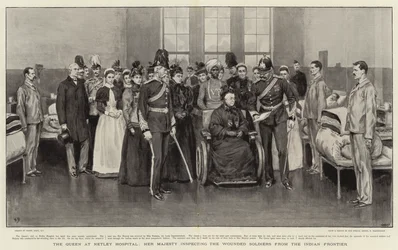 The Queen at Netley Hospital, Her Majesty Inspecting the Wounded Soldiers from the Indian Frontier