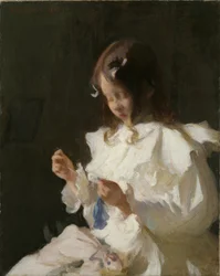 Portrait of a Child Sewing
