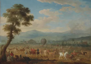 View of Jura with a hot air balloon