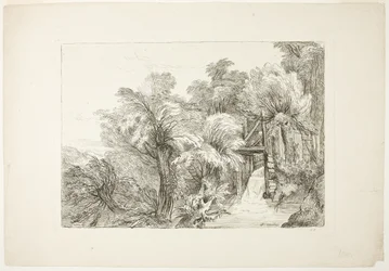 A Mill Lock in the Middle of Willows, plate 97 from Figures of Different Characters, Landscapes, and Studies Drawn from Nature