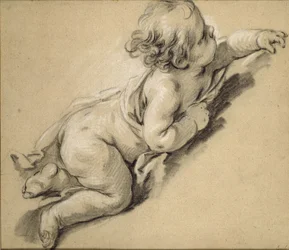 A Putto Reclining to Right