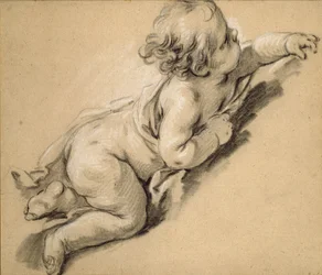 A Putto Reclining to Right, mid 18th century