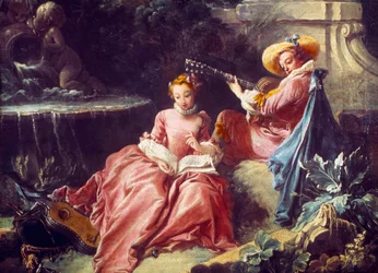 The music lesson. Painting by Francois Boucher. 18th century. Paris. Musee Cognacq Jay