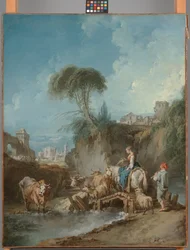 Landscape with Distant Buildings and a Herdswoman