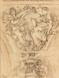 Spandrel Decoration: Fame and Truth Applauding Louis XV