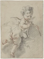 Floating Putto with a Toilet Mirror