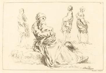 Figure Studies Including Seated Mother and Child