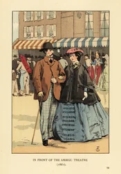 Fashionable Couple in Front of the Ambigu Theatre