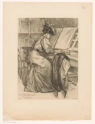 Woman reading in a library
