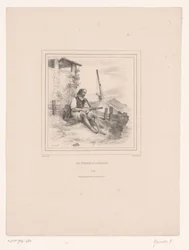 Old Fisherman with Lute by the Water (title on object: The Old Fisherman)