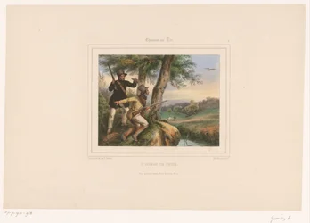 Two Hunters Using a Bird of Prey (Hunters with Guns)