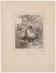 Two Boys Picking Apples from a Sleeping Farmer