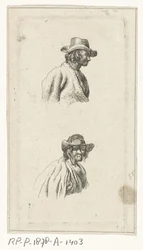 Two Male Busts with Hats