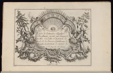 Cartouche with Sun and Four Winds, Book of Regular Cartouches