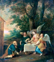 Abraham Kneels in front of Three Angels