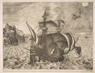 Armed Three-master with Daedalus and Icarus in the Sky (from The Sailing Vessels)