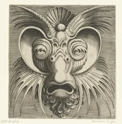 Mask with Dishes Around the Eyes and Sharp-Toothed Crests on the Cheeks and Forehead