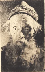 Old Man with White Woolen Cap, Facing Forward