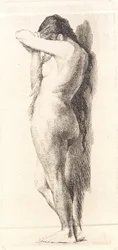 Nude Standing Woman, Hiding Face