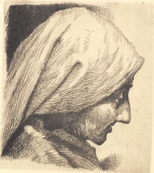 Test Plate: Old Woman with Headscarf, Profile
