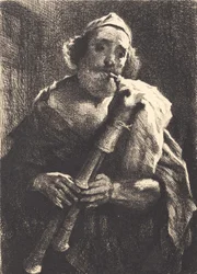 Old Shepherd Playing Bagpipes