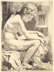 Young naked woman, sitting