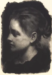 Young Girl in Profile with Hair Up