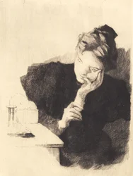 Young Girl by the Light, with Hand Resting Under Cheek