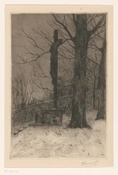 Crucifix Next to Tree
