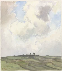 Mending Nets on a Lawn Behind the Dunes