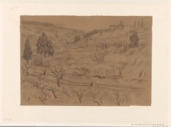 Italian Hill Landscape with Houses and Trees