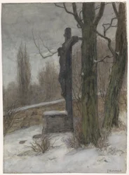 Crucifix in a Snowy Forest