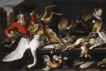 Still Life with Dead Game, Fruits, and Vegetables in a Market