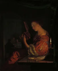 Woman Tuning a Lute