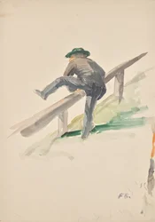 Man Climbing Over a Railing