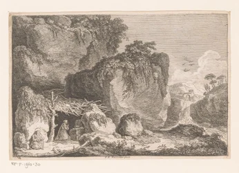 Two Hermits in a Rocky Landscape (Second Series of Landscapes and Fragments of Old Buildings)