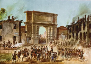Fieldmarshal Radetzky before the Porta Romana in Milan