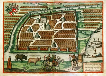 Map of Moscow (Russia) - Work by Frans Hogenberg
