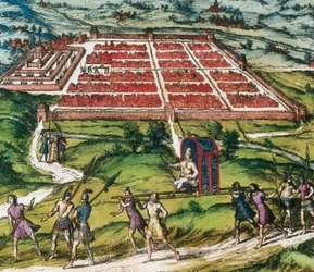 Cuzco, main center of Inca civilization (present-day Peru) image from "Civitatis Orbis Terranum" by Braun and Hogenberg