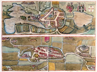 Eutin, Germany and Tonder, Denmark (engraving)