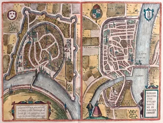 Grenoble and Romans sur Ister, France (engraving)