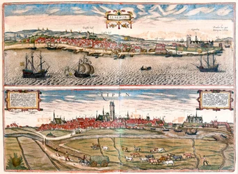 Helsingor and Ribe, Denmark (engraving)