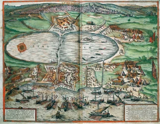 Map of Tunis, Tunisia (engraving)