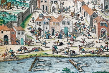 Scene from French Wars of Religion, engraving