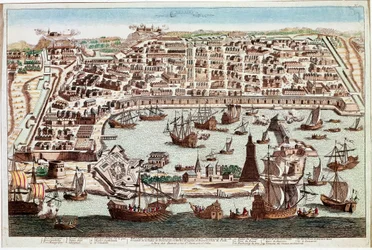View of the City of Messina in Sicily (engraved by Franz Hogenberg from 